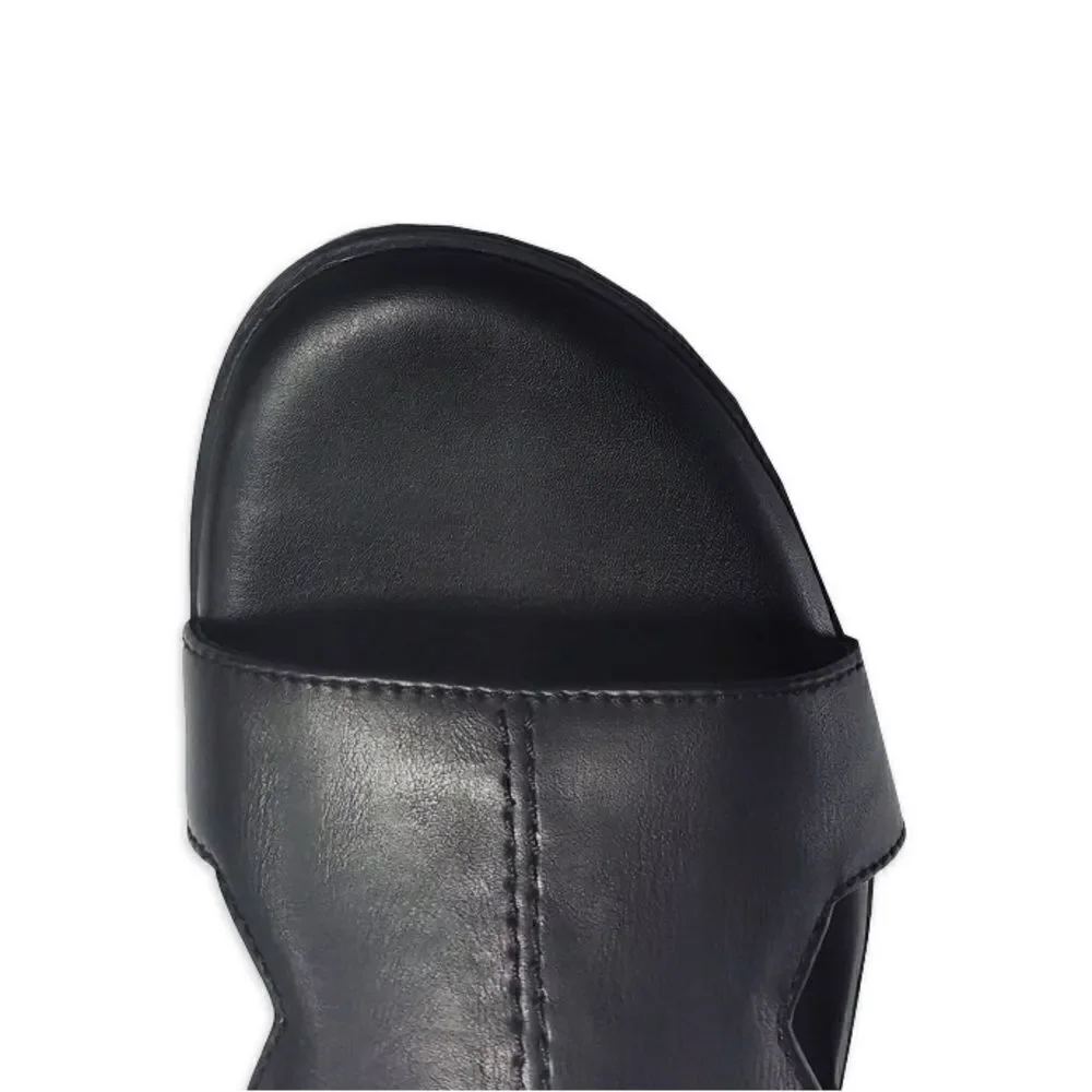 WOMEN’S Black Core H Band Memory Foam Sandals Shoes Size 8